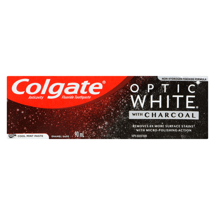 Colgate Optic White Anticavity Fluoride Toothpaste Cool Mint Paste with Charcoal 90 ml