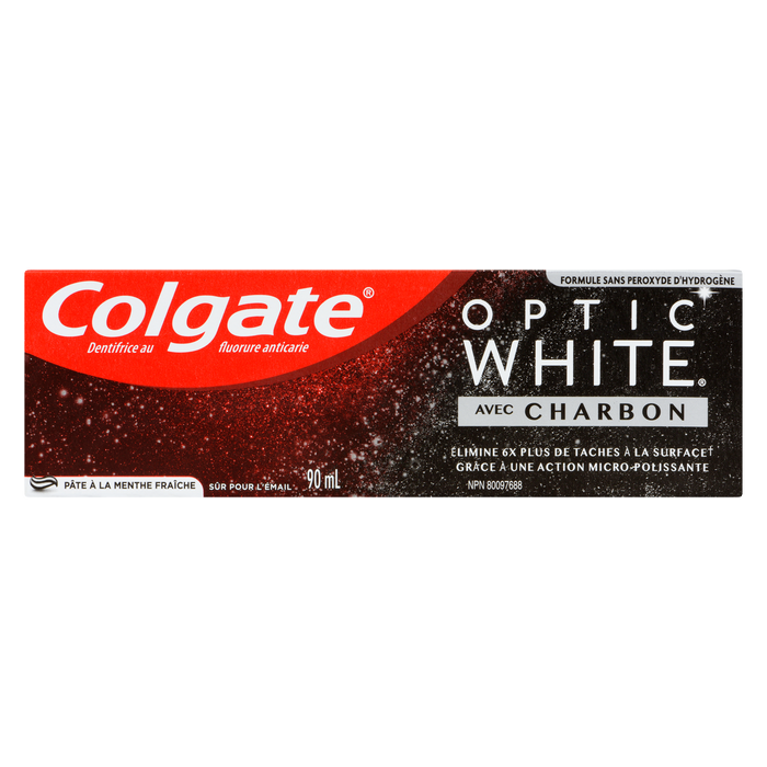 Colgate Optic White Anticavity Fluoride Toothpaste Cool Mint Paste with Charcoal 90 ml