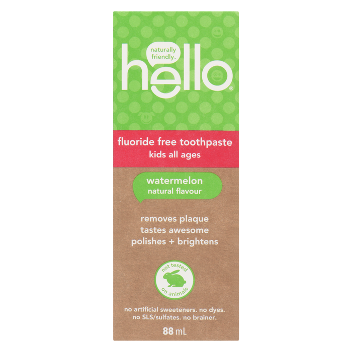 Dentifrice sans fluor Hello Enfants Tous âges Saveur naturelle de pastèque 88 ml