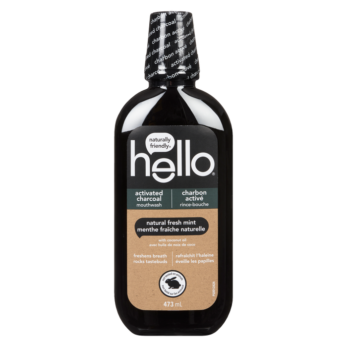 Bain de bouche au charbon actif Hello Natural Fresh Mint 473 ml