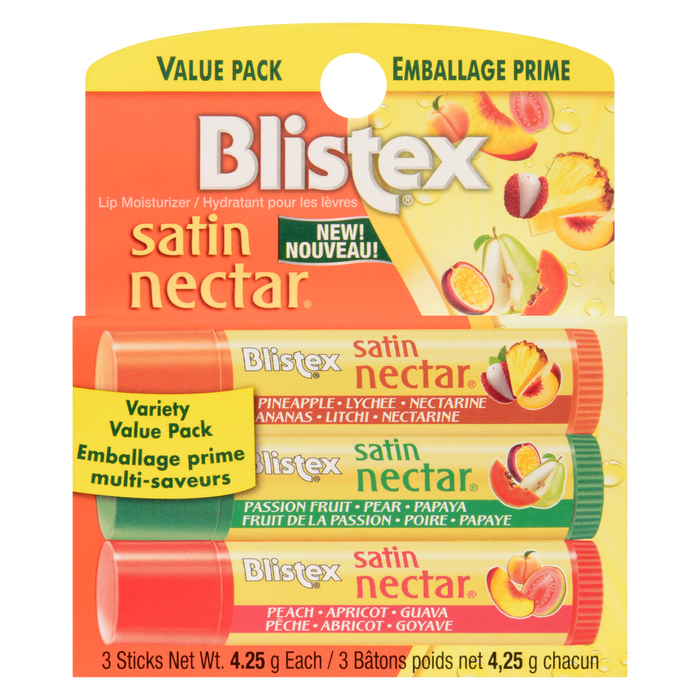 Blistex Satin Nectar Lip Moisturizer Variety Value Pack 3 Sticks x 4.25 g