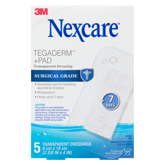 Pansement transparent Nexcare Tegaderm + Pad 5 pansements transparents