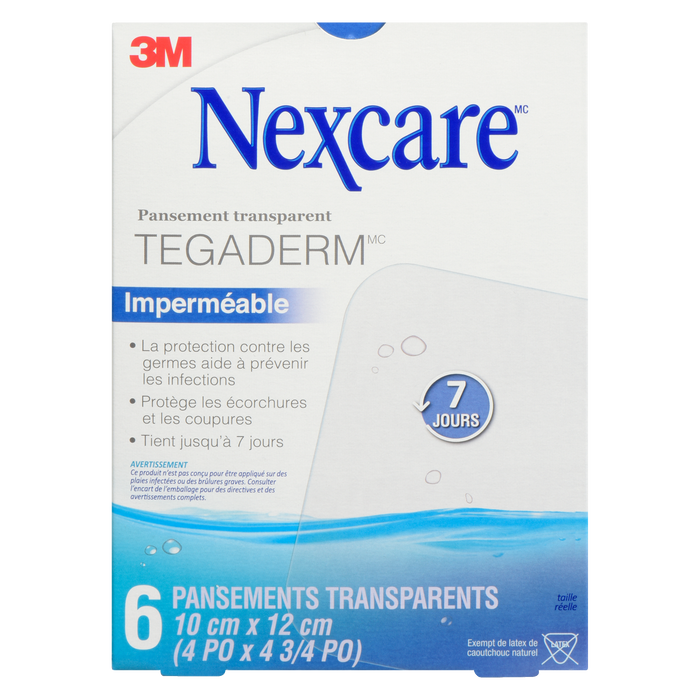 Pansement transparent Nexcare Tegaderm imperméable 6 pansements transparents