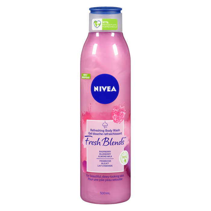 NIVEA Fresh Blends Refreshing Body Wash Raspberry Blueberry Almond Milk 500 ml