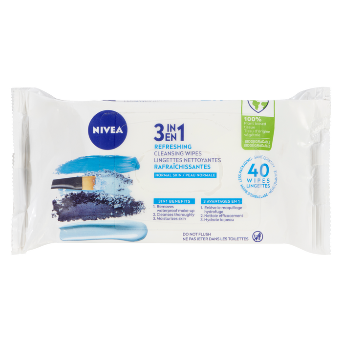 NIVEA 3 in 1 Refreshing Cleansing Wipes Normal Skin 40 Wipes