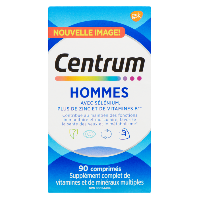 Complément multivitaminé/multiminéral complet pour hommes Centrum 90 comprimés