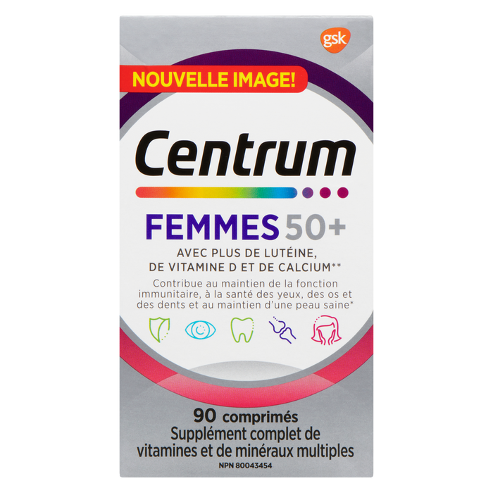 Complément multivitaminé/multiminéral complet Centrum pour femmes de 50 ans et plus, 90 comprimés