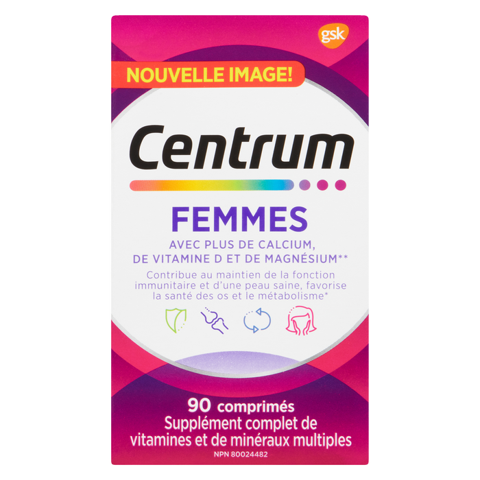 Complément multivitaminé/multiminéral complet pour femmes Centrum 90 comprimés