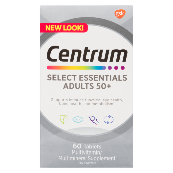 Centrum Complément multivitaminé et multiminéral Select Essentials Adultes 50+ 60 comprimés