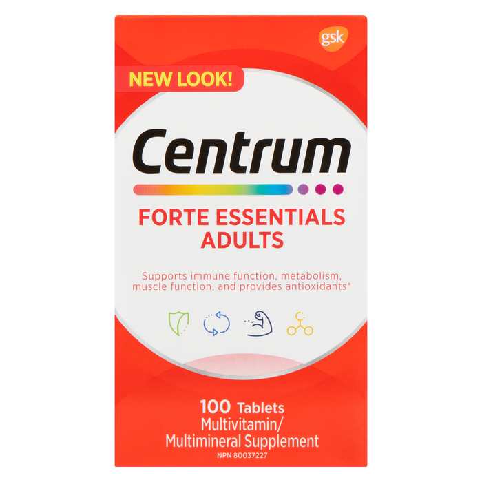 Centrum Complément Multivitamines Multiminéraux Forte Essentials Adultes 100 Comprimés