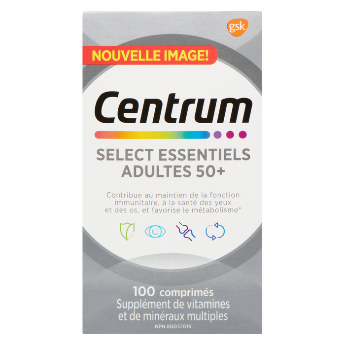 Centrum Complément multivitaminé et multiminéral Select Essentials Adultes 50+ 100 comprimés