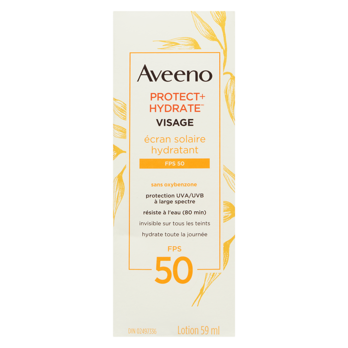 Aveeno Protect + Hydrate Lotion écran solaire hydratante pour le visage SPF 50 59 ml