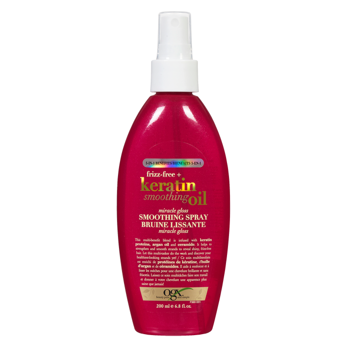 Ogx Miracle Gloss Smoothing Spray Frizz-Free + Keratin Smoothing Oil 200 ml