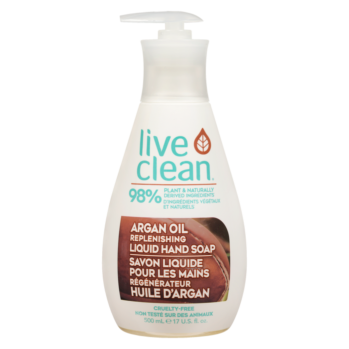 Savon liquide pour les mains Live Clean à l'huile d'argan régénérante 500 ml