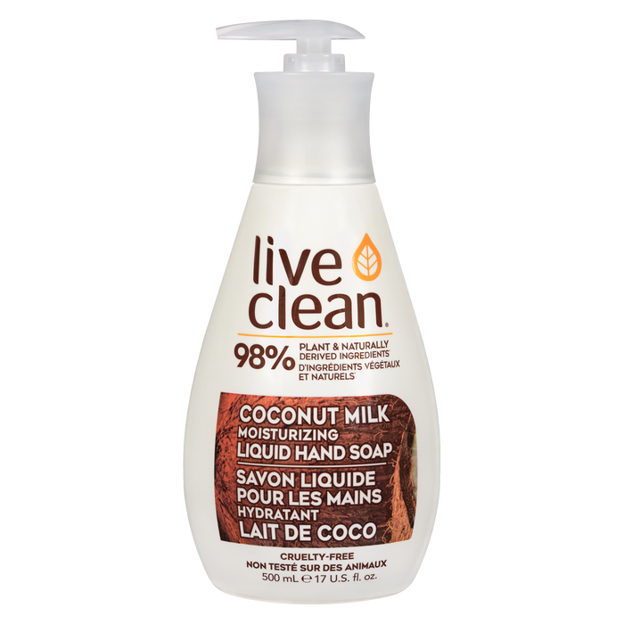 Savon liquide pour les mains Live Clean au lait de coco hydratant 500 ml