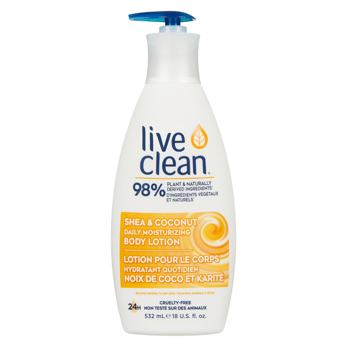 Live Clean Lotion pour le corps hydratante quotidienne Karité et noix de coco 532 ml