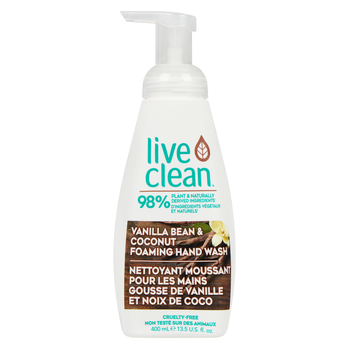 Nettoyant moussant pour les mains Live Clean à la vanille et à la noix de coco 400 ml