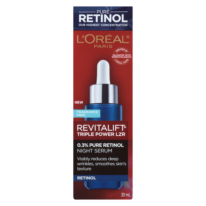 Sérum de nuit au rétinol pur 0,3 % Revitalift Triple Power LZR de L'Oréal Paris 30 ml