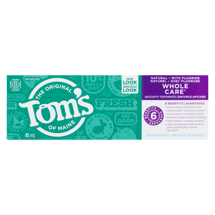 Dentifrice anti-caries Whole Care Menthe poivrée de Tom's of Maine 85 ml