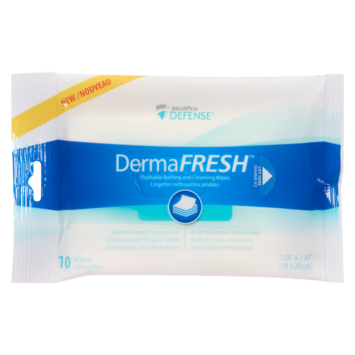 MedPro Defense DermaFresh Flushable Bathing and Cleansing Wipes 10 Wipes