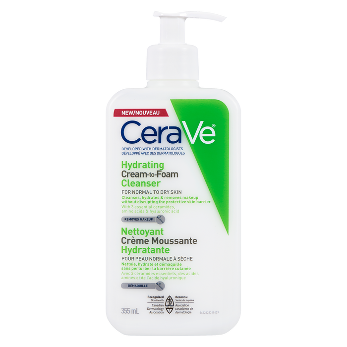 Crème nettoyante hydratante moussante CeraVe pour peaux normales à sèches 355 ml