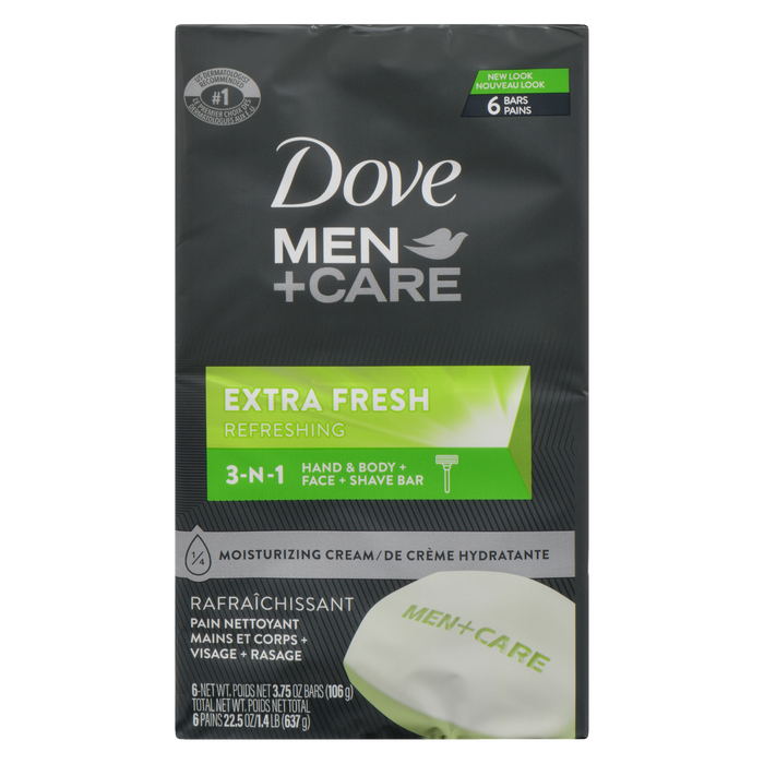 Dove Men+Care Hand & Body + Face + Shave Bar Extra Fresh 6 Bars x 106 g (637 g)