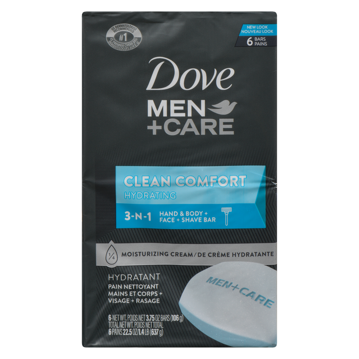 Dove Men+Care Hand & Body + Face + Shave Bar Clean Comfort 6 Bars x 106 g (637 g)