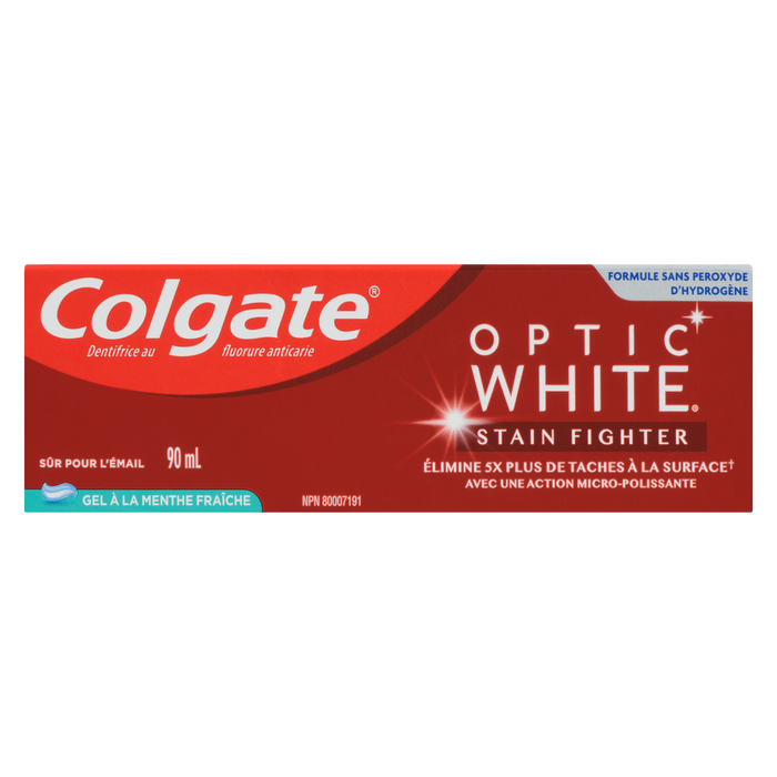 Colgate Optic White Anticavity Fluoride Toothpaste Stain Fighter Fresh Mint Gel 90 ml