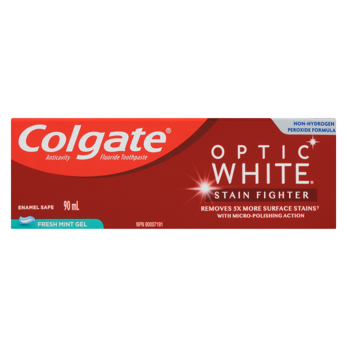 Colgate Optic White Anticavity Fluoride Toothpaste Stain Fighter Fresh Mint Gel 90 ml