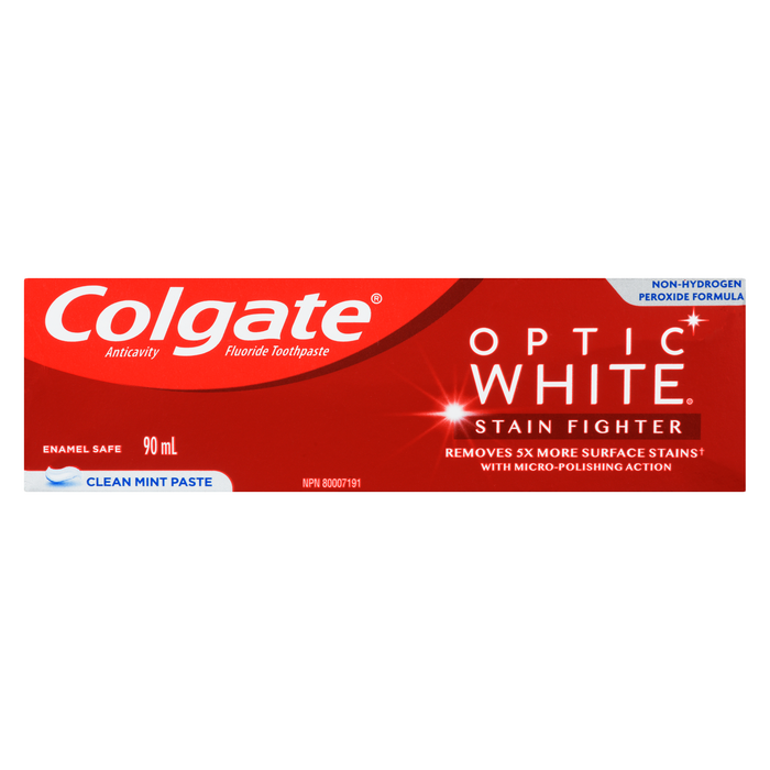 Colgate Optic White Anticavity Fluoride Toothpaste Stain Fighter Clean Mint Paste 90 ml