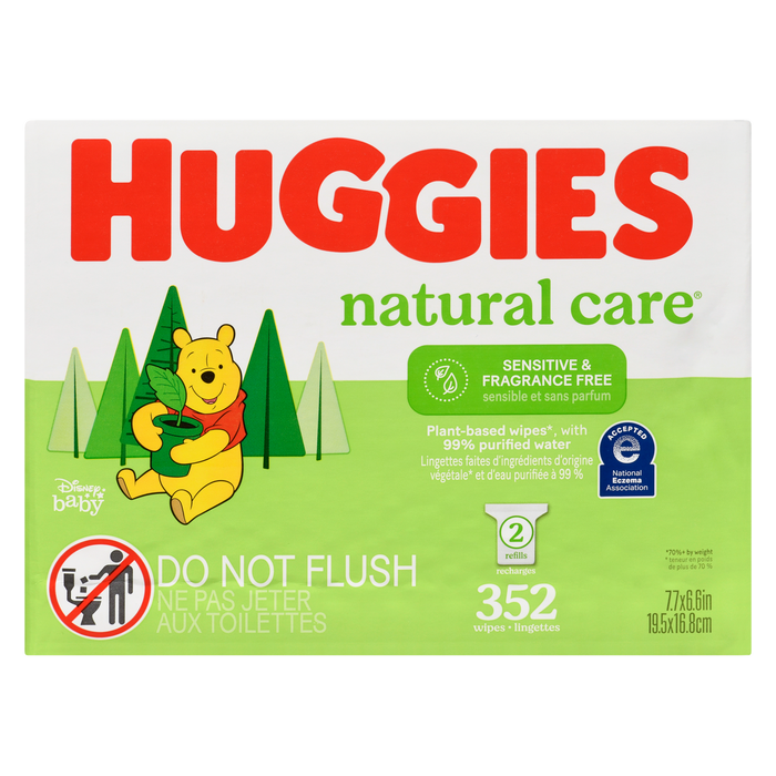 Huggies Natural Care Sensitive & Fragrance Free 2 Refills 352 Wipes