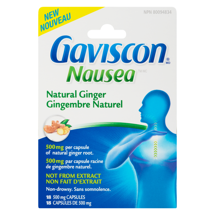 Gaviscon Nausea Natural Ginger 500 mg 18 500 mg Capsules