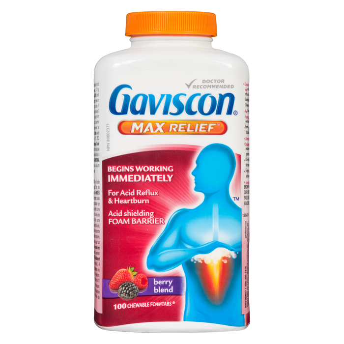 Gaviscon Foam Barrier Max Relief Berry Blend 100 Chewable Foamtabs