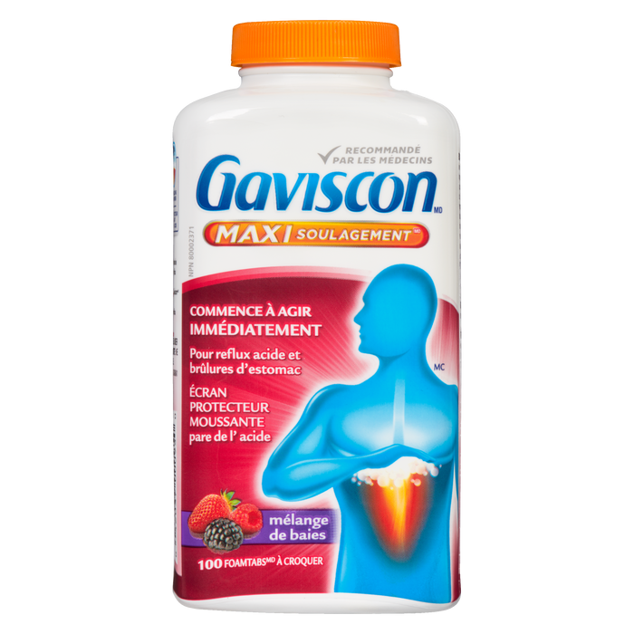 Gaviscon Foam Barrier Max Relief Berry Blend 100 Chewable Foamtabs