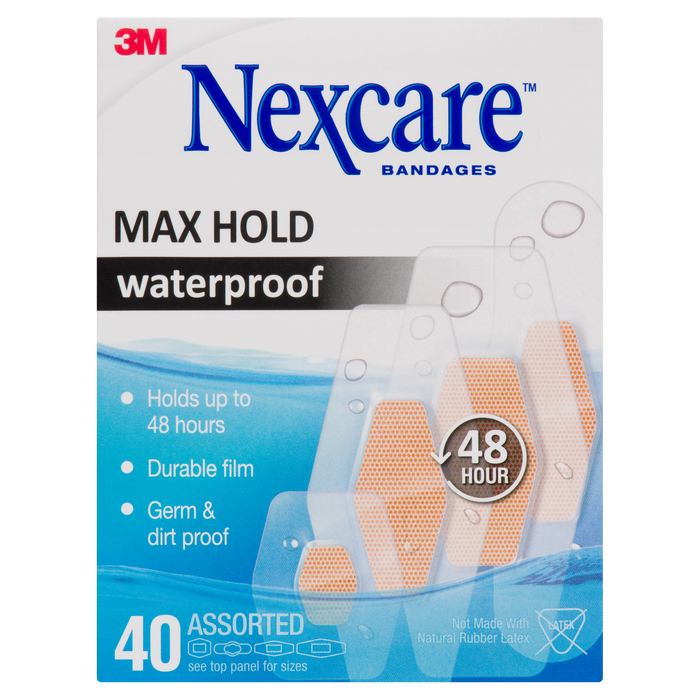 Nexcare Bandages Max Hold Waterproof 40 Assorted