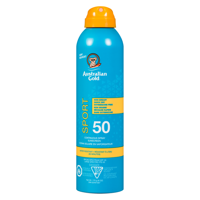 Écran solaire en spray continu à large spectre SPF 50 Australian Gold Sport 170 g