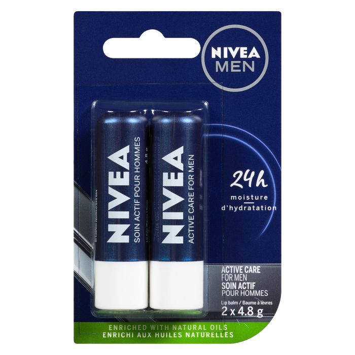 Baume à lèvres NIVEA Men Caring Active Care 2 x 4,8 g