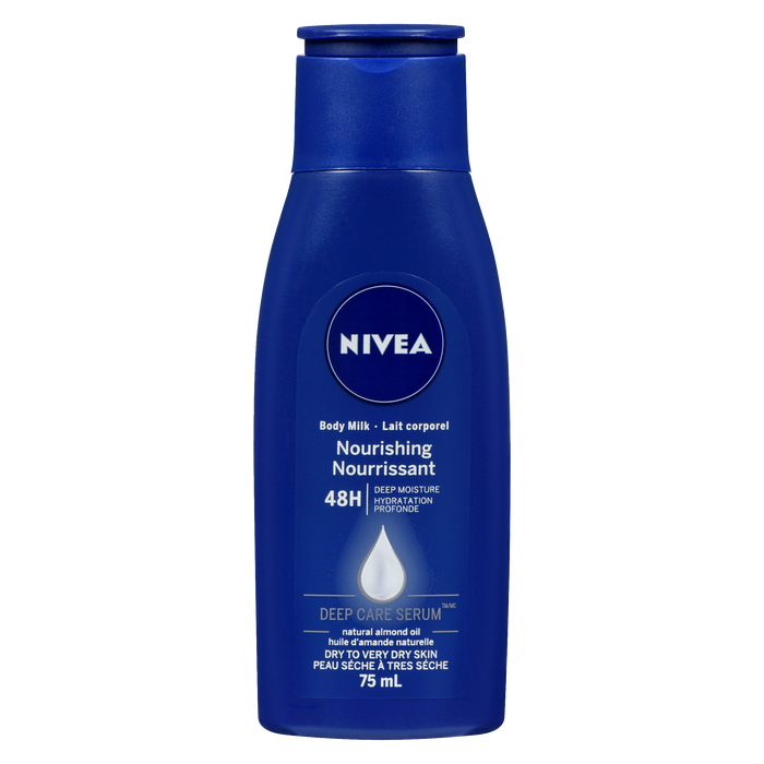 NIVEA Deep Care Serum Body Milk Nourrissant Huile d'Amande Naturelle Peaux Sèches à Très Sèches 75 ml