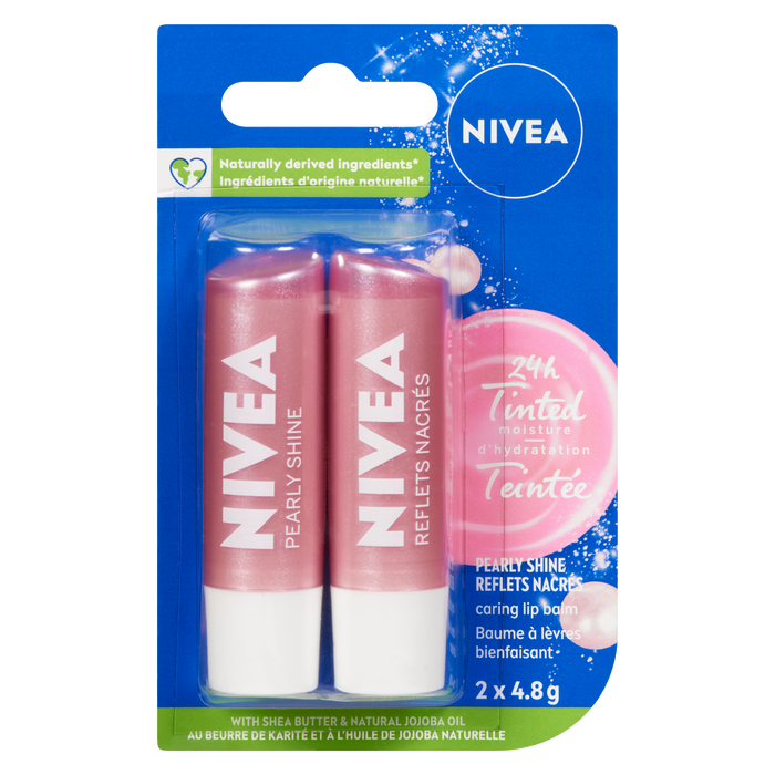 Baume à lèvres NIVEA Caring Pearly Shine 2 x 4,8 g