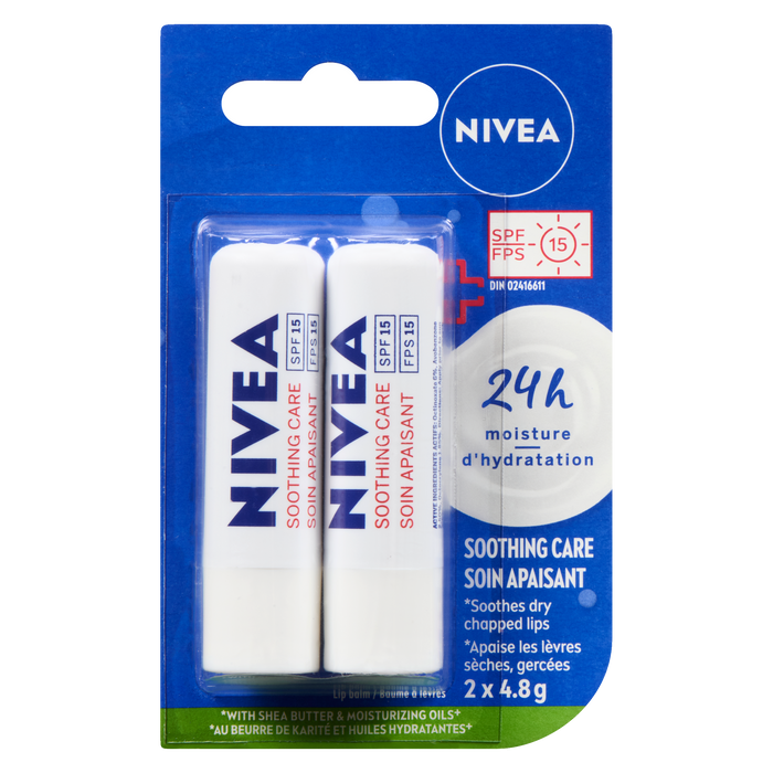 NIVEA Caring Lip Balm Soin Apaisant SPF 15 2 x 4,8 g