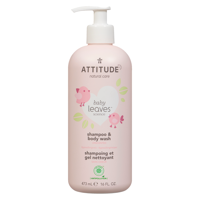 Shampoing et gel douche ATTITUDE Baby Leaves sans parfum 473 ml