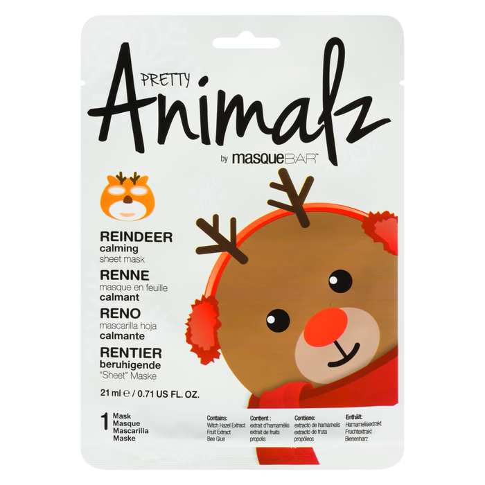 MasqueBAR Pretty Animalz Masque en tissu apaisant Renne 1 Masque 21 ml