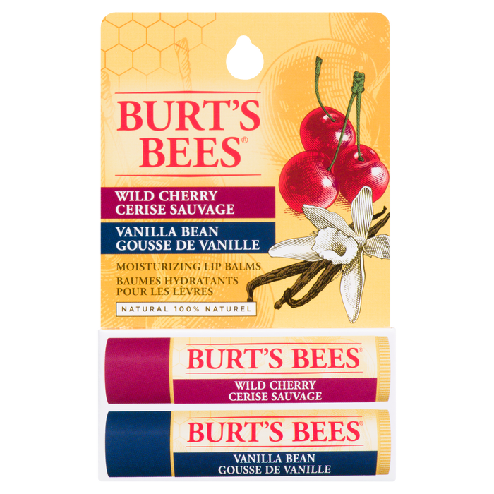 Baumes à lèvres hydratants Burt's Bees Cerise sauvage et vanille Deux baumes 8,50 g