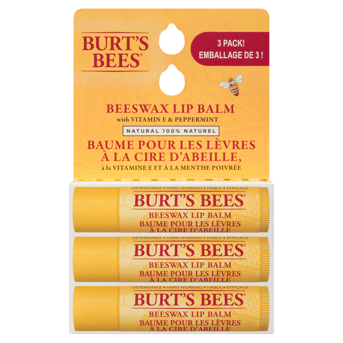 Baume à lèvres à la cire d'abeille avec vitamine E et menthe poivrée de Burt's Bees Trois baumes x 4,25 g chacun (12,75 g)