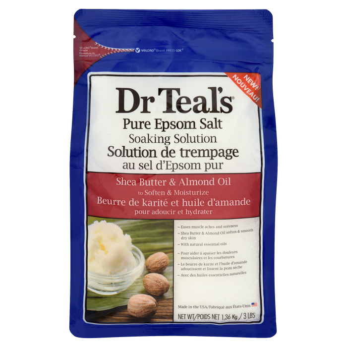 Dr Teal's Pure Epsom Salt Soaking Solution Shea Butter & Almond Oil to Soften & Moisturize 1.36 kg