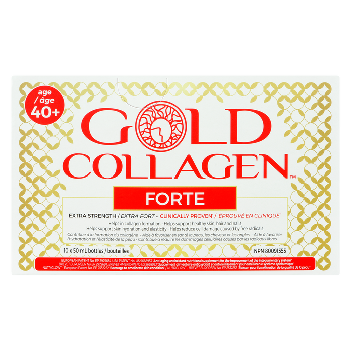 Gold Collagen Skin Hair Nails Forte Extra Strength 40+ Âge 10 Bouteilles x 50 ml (500 ml)