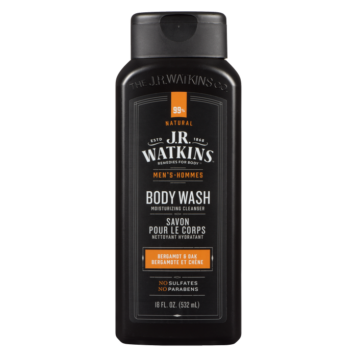 Gel douche JR Watkins pour hommes, bergamote et chêne, 532 ml