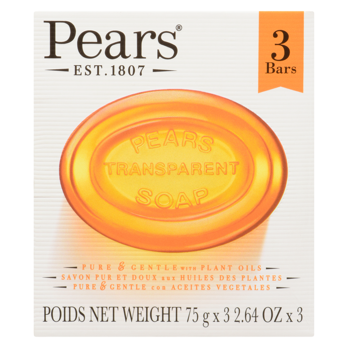 Savon Transparent Poires 3 Barres x 75 g