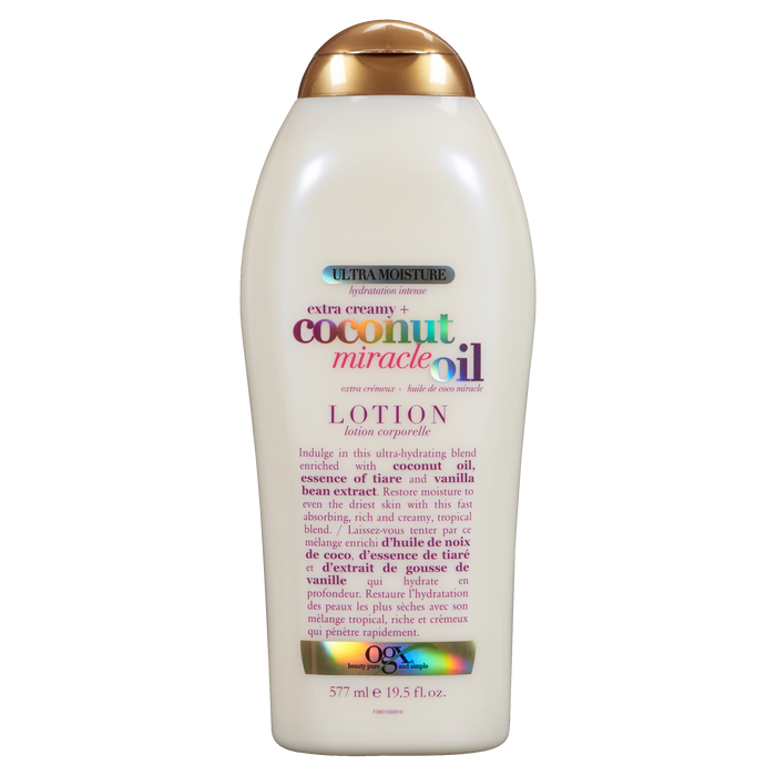 Lotion miraculeuse à l'huile de coco extra crémeuse Ogx 577 ml