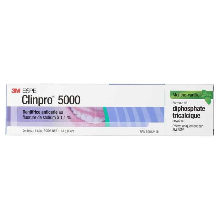 Dentifrice anti-caries Clinpro 5000 1,1% de fluorure de sodium vanille menthe 1 tube 113 g